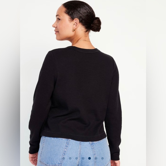 🆕 Old Navy Women’s Long Sleeve Waffle Knit Crop T Shirt - Picture 3 of 13